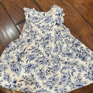 Floral little girl dress blue and white floral 18 months